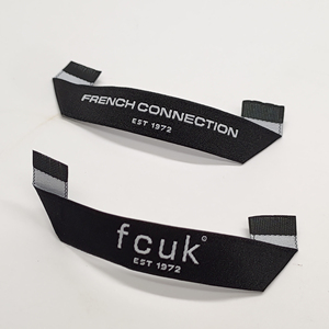 Etiqueta de cuello tejida personalizada Etiqueta de logotipo principal de Damasco reciclado de alta densidad para ropa Etiqueta de marca de ropa en todo tipo de pliegues - Product Image 2