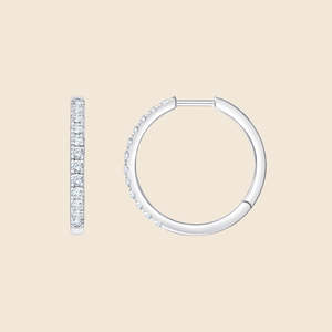 Boucles d'oreilles créoles en or massif 14 carats avec diamants de laboratoire ronds de 0,5 carat F-VS, idéales pour le quotidien et les cadeaux - Product Image 1