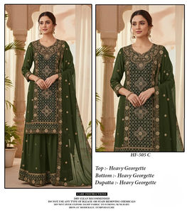 Haut en Georgette lourd avec travail Zarkan, Georgette lourd avec bas plazo, Dupatta en Georgette lourd - Product Image 5