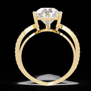 Anillo de Compromiso con Diamante Cultivado en Laboratorio, Diseño de Racimo de Peras con Banda de Oro Abierta y Diseño Pavé, Joyería Única - Product Image 4