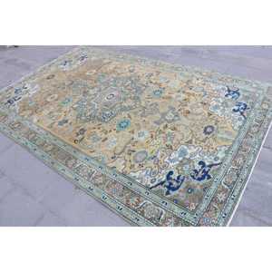 Grand tapis turc vintage 6,2x9,6 pieds, tapis en laine bleue - Product Image 2
