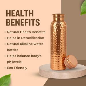 Artistic Zig Zag Line Copper <b>Bottle</b> Sleek Stylish <b>Water</b> <b>Bottle</b> Perfect for Hydration Travel Yoga Office <b>Gym</b> From India - Product Image 6