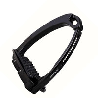 Étriers Tech Stirrups Venice Evo inclinés en acier inoxydable noir/noir, couleur et taille personnalisables, accessoires d'équitation durables et élégants