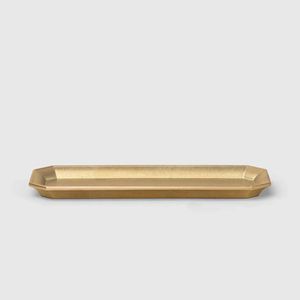 Plateau de service en laiton décoratif élégant avec finition polie parfait pour les maisons et les paramètres de table à manger intérieurs contemporains - Product Image 2