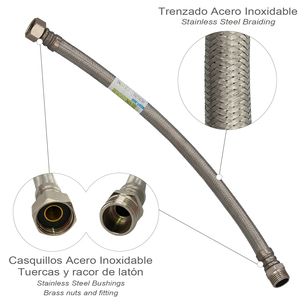 Tubo Flessibile Termostatico in Acciaio Inox Maschio 1/2" - Femmina 1/2" Lunghezza 400 mm - Product Image 2