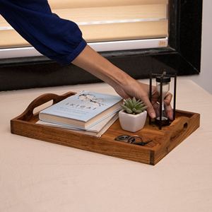 Rectangular Wooden Serving <b>Tray</b> with Cutout Handles for Tea Coffee <b>Breakfast</b> Serving Home Hotel Restaurant Gifting Use - Product Image 4