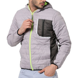 Veste matelassée à capuche zippée pour homme, grande taille, en nylon 100 %, douce, chaude, décontractée, d'hiver, avec logo personnalisé de haute qualité - Product Image 1