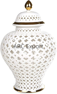 Tarro de jengibre de almacenamiento de cocina de lujo de Metal plateado antiguo hecho a mano última llegada Color blanco recubierto de polvo pegatina de esmalte personalizada - Product Image 2