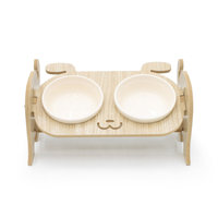 Station d'alimentation double réglable pour chiens, avec bols modernes en porcelaine, surélevée en bois, personnalisable avec logo, ensemble de gamelles pour animaux de compagnie, facile à nettoyer