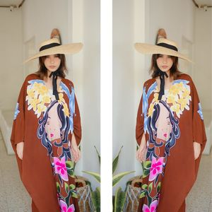 Abaya kaftan colorée de haute qualité pour les femmes Robe modeste fluide avec un beau design floral pour la maison ou le voyage - Product Image 4