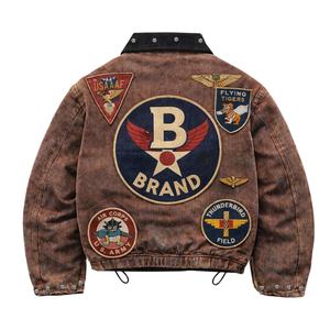 Clothing Manufacturers Custom Embroidered Canvas Work Jacket Heavyweight Washed Distressed Duck Canvas Denim Jacket For Men - Product Image 3