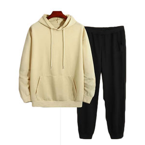 Derniers survêtements pour hommes, ensembles de survêtements personnalisés, vêtements décontractés, chauds, en polaire, à capuche, pantalon de jogging, 100% coton, poids lourd, uni - Product Image 1