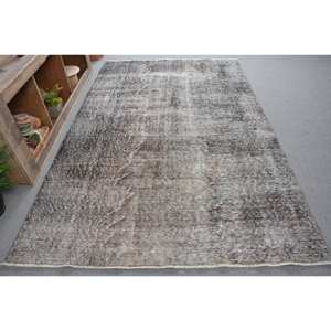 Tapis turc vintage moderne de 5.7x9 pieds, gris, tapis en laine tissée à plat, décor de salon avec support en latex - Product Image 3