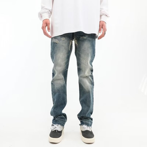 Jeans de Mezclilla de Alta Calidad Personalizados, Lavado Vintage, Desgastados, de Algodón Japonés con Orillo, Mezclilla con Orillo, Mezclilla Japonesa para Hombre - Product Image 5