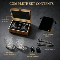 Set Regalo SHUNSTONE di Bicchieri da Whisky Girevoli Stile Vintage, Due Pezzi con Sfera in Pietra, Ideale per Campagne di Riconoscimento Dipendenti