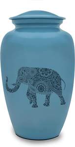 Urna Funeraria para Adultos con Diseño de Elefante Art Deco Hecha a Mano, Metálica (Aluminio) a Prueba de Fugas, Capacidad de 4-5L - Product Image 2