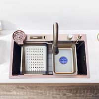 Évier de cuisine multifonctionnel en acier inoxydable 304, à montage sous plan, avec tablier, style ferme, cascade intelligente