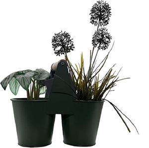 Jardinières à Double fleurs en métal faites à la main avec poignée, Pots de fleurs d'intérieur pour la décoration de la maison et du jardin - Product Image 1