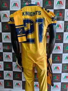 Camiseta de fútbol americano foto Real transpirable de talla grande bordado aparejos sarga sublimación pantalones integrados Paquete de equipo - Product Image 3