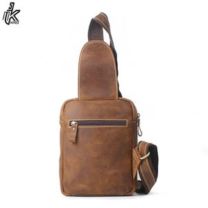 Handcraft 100% Leather Crossbody Bag Crazy Horse Leather Men Chest Bag Genuine Leather - Product Image 3