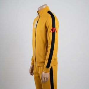 Ensemble de survêtement décontracté jaune moutarde pour homme, veste athlétique à fermeture éclair intégrale, pantalon de jogging avec bandes latérales noires, vêtements de sport pour l'entraînement et la gym - Product Image 4