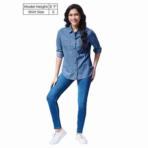 Gran oferta de alta calidad 2025, camisas vaqueras para mujer, nuevas camisas vaqueras Vintage, gran oferta, Camisa vaquera de moda para mujer - Product Image 4