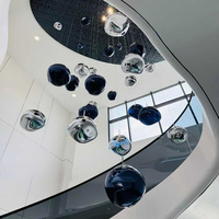 Lustre LED sur mesure au design moderne, suspension à boules de verre multicolores, pour villa, escalier, hôtel, hauteur réglable, long