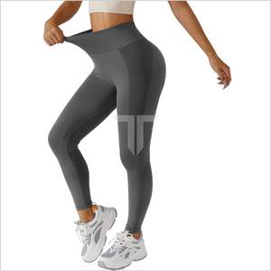 Mallas fruncidas sin costuras para mujer, mallas activas transpirables para Yoga, correr, entrenamiento con Control de barriga, logotipo de levantamiento de glúteos en la cintura - Product Image 2