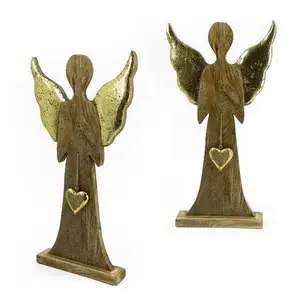 Figurines de prière décoratives en bois et métal de vacances de ferme primitive cadeau rustique de ferme