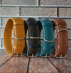 Collier de chien solide véritable personnalisé, collier de chien robuste, collier de chien en cuir large Collier de chien en cuir vert de qualité pour - Product Image 2