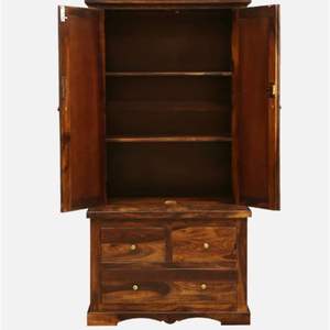 Armoire 2 portes de style traditionnel Siramika Chêne miel et finition teck provincial Bois de sheesham pour application dans la chambre à coucher - Product Image 5