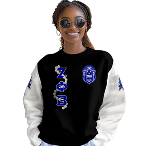Sudadera con cuello redondo Zeta Phi Beta Blue Sorority 1920 para mujer con letras griegas bordadas - Product Image 4