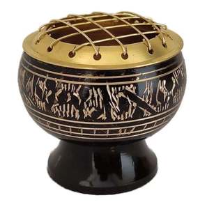 กระถางธูปถ่านทองเหลืองสลักสีดำดีไซน์ใหม่ - Product Image 1