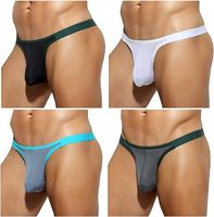 Caleçons Boxers T-Back pour Hommes – Bikini Sexy Taille Classique Respirant Anti-Bactérien Séchage Rapide Coton/Bambou Maille Sous-vêtements Cool Gay