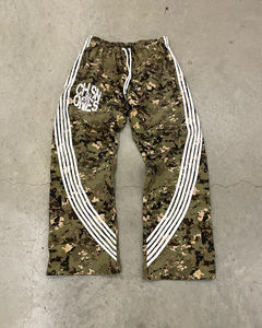 Pantalon de jogging en nylon épais et empilé à rayures personnalisées pantalon droit et large pour hommes pantalon de survêtement évasé ample à imprimé baggy camouflage - Product Image 2