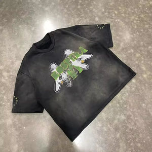 Wholesale Acid Wash Custom <b>T</b> <b>Shirt</b> For Men Boxy <b>Fit</b> <b>Cropped</b> High Quality Cotton Sun Faded Graphic Printing Tee OEM - Product Image 2