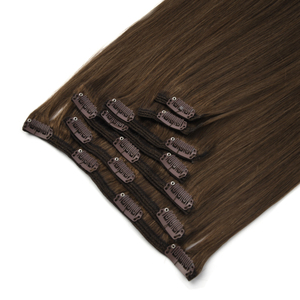 Extensiones de cabello humano K.SWIGS serie de color oscuro, de lujo, premium, con cutícula virgen, 7 piezas, 16 clips, de 12 a 28 pulgadas, lisas, con clip. - Product Image 3