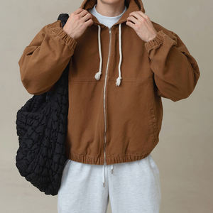 <b>Men's</b> Custom Print Embroidery Logo <b>Zip</b> Hoodie Street Casual Spring/Autumn Sport <b>Cardigan</b> Heavyweight Winter Short Hoodies - Product Image 1