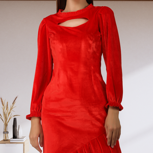 เดรสมิดิรัดรูปลำลองสไตล์ตะวันตกที่มีคุณภาพดีเยี่ยมดีไซน์ทันสมัยและดีไซน์คัตเอาท์เหมาะสำหรับผู้หญิงในฤดูใบไม้ผลิและฤดูร้อน - Product Image 5