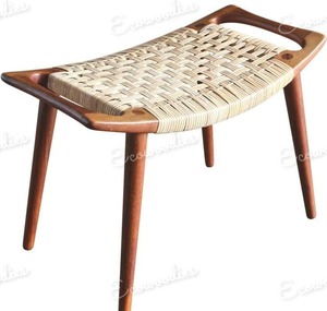 Taburete de madera multiusos de precio bajo otomano tejido de rafia rústica con consola con incrustaciones de hueso para parques - Product Image 4