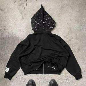 เสื้อมีฮู้ดแบบรูดซิปสำหรับผู้ชายโลโก้ที่กำหนดเองและสีผ้าคอตตอนเฟรนช์เทอร์รี่ปักลายเรียบระบายอากาศ - Product Image 5