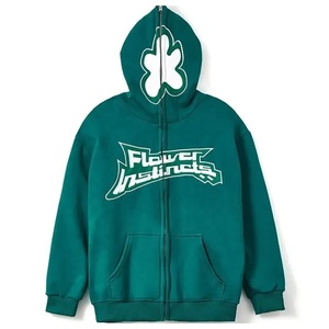 Fabricantes de ropa personalizados de los hombres de gran tamaño de peso pesado francés Terry pulóver sudaderas con capucha 3D Puff impresión liso teñido invierno - Product Image 5