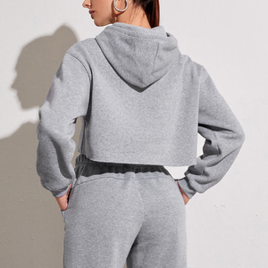 Sudadera con Capucha Corta de Punto para Mujer, Diseño de Última Moda, 100% Algodón, Resistente al Encogimiento, Logotipo Frontal Personalizado, Colores Personalizables - Product Image 2