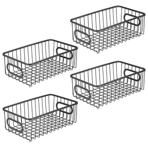 Nouveau Style argent métal fil Fruits et légumes panier Rectangle métal panier de rangement avec poignées pour cuisine organisateur de stockage - Product Image 4