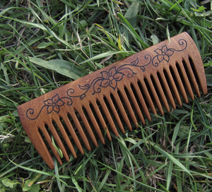 Ensemble de peignes droits à cheveux en bois Peignes à perruque en bambou les plus vendus avec poignée incurvée d'Inde - Product Image 2