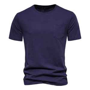 Camiseta informal de algodón 100% para hombre, camiseta transpirable de manga corta con cuello redondo para Fitness de verano con técnicas bordadas - Product Image 3