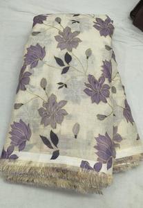 Tissu en lin floral de créateur, motif floral élégant fait main, matériau pour saris, costumes et collection de vêtements ethniques sur mesure - Product Image 4