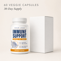Capsules de soutien immunitaire OEM ODM en flacon à étiquette blanche, 60 capsules végétales, végétaliennes, sans OGM