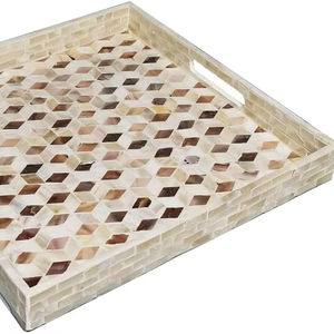 Modern Antiqued Wood Serving <b>Tray</b> with Mother of Pearl Custom Size for Home or Event Functional and Elegant <b>Tray</b> - Product Image 1