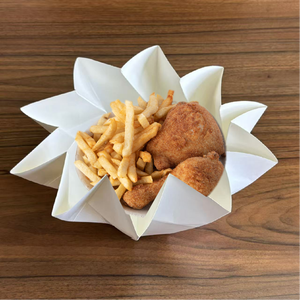 Fiambrera desechable <span class=keywords><strong>de</strong></span> <span class=keywords><strong>papel</strong></span> <span class=keywords><strong>de</strong></span> loto Hamburguesa Pollo frito Take Away Kraft Cyclone White Paper Takeaway Box Lotus Origami Box - Product Image 1
